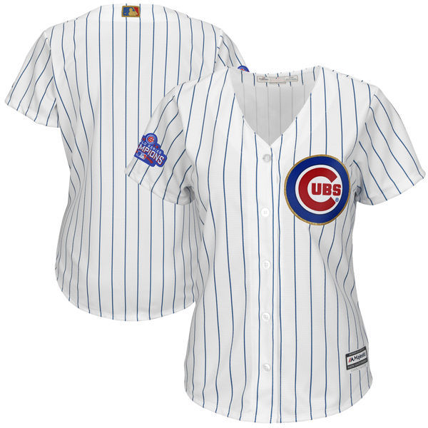 Womens 2017 MLB Chicago Cubs Blank CUBS White Gold Program Jersey->women mlb jersey->Women Jersey